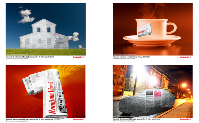 concept and layout design for newspaper ads Romania Libera