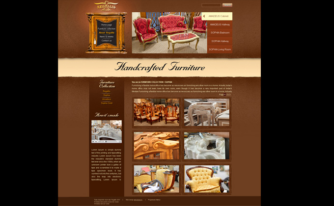 web design Regallis furniture e-commerce website