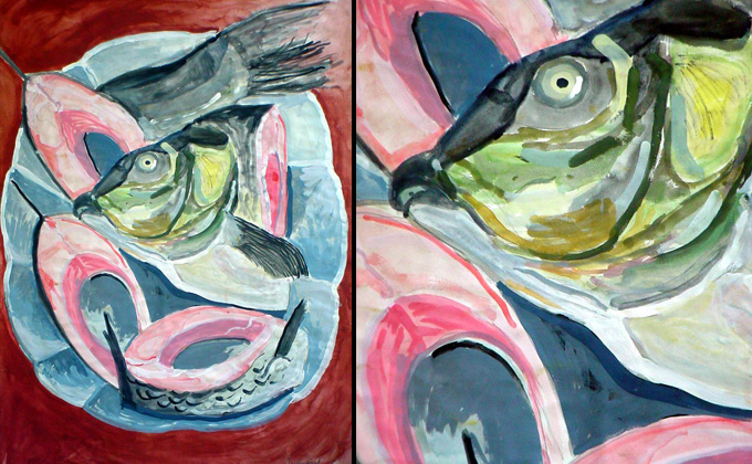 fish on a plate painting